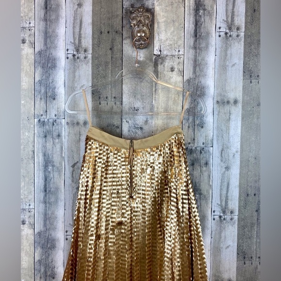 NWT Anthropologie Maeve Natalia Sequined Midi Skirt in Gold Size Small Petite. - Picture 5 of 16